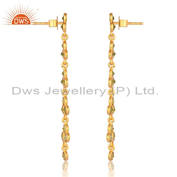Sterling Silver Drops Gold 18K With Gemstone