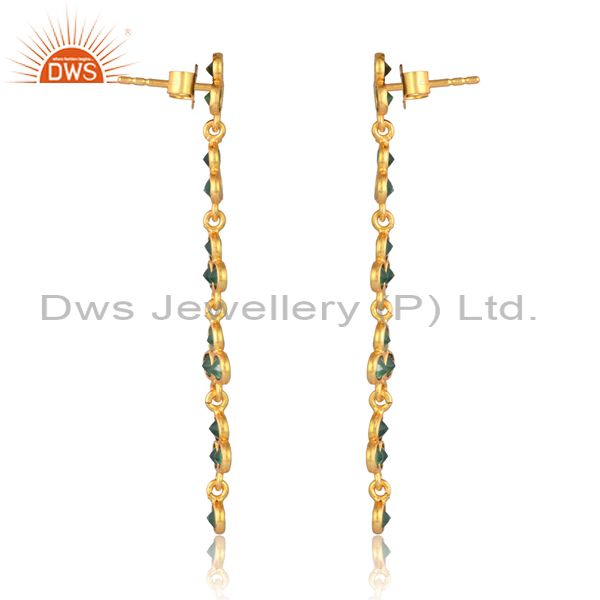 Sterling Silver Drops Gold 18K With Green Onyx