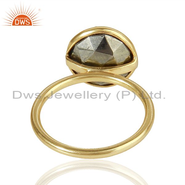 Exporter Pyrite Gemstone Gold Plated Designer Girls Rings Jewelry Manufacturer