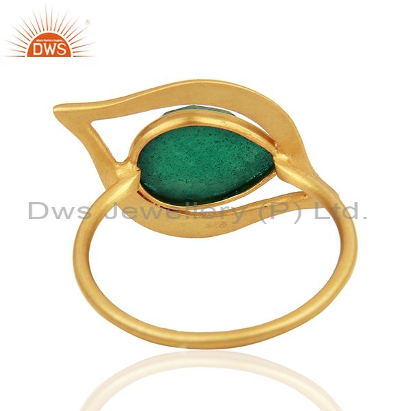 Exporter Emerald Dyed Evil Eye Designer Gold Plated Sterling Silver Wholesale Ring