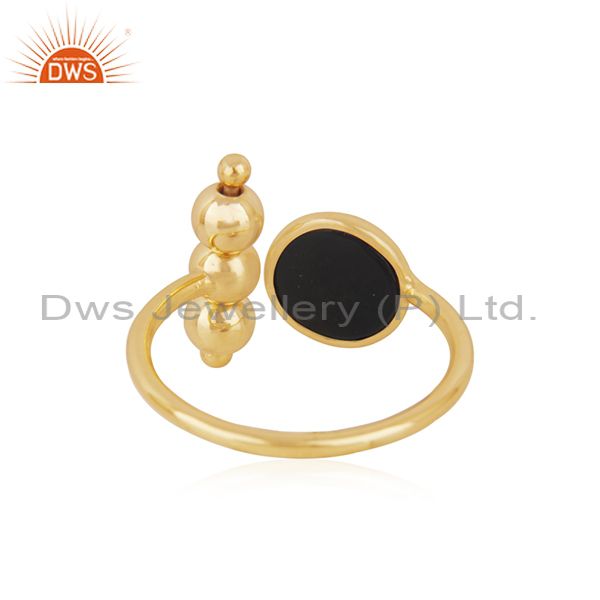 Exporter Designer 925 Silver Gold Plated Black ONyx Gemstone Fashion Ring Manufacturer