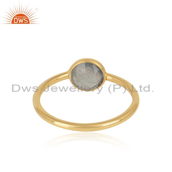 Handmade Dainty Gold On Silver Labradorite Solitaire Ring