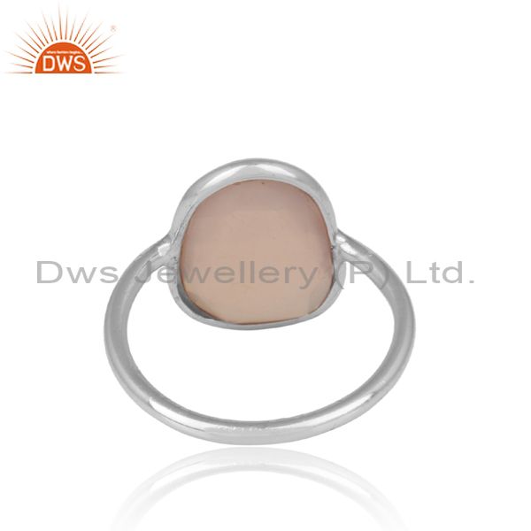 Rose Chalcedony Set Fine 925 Silver Casual Statement Ring