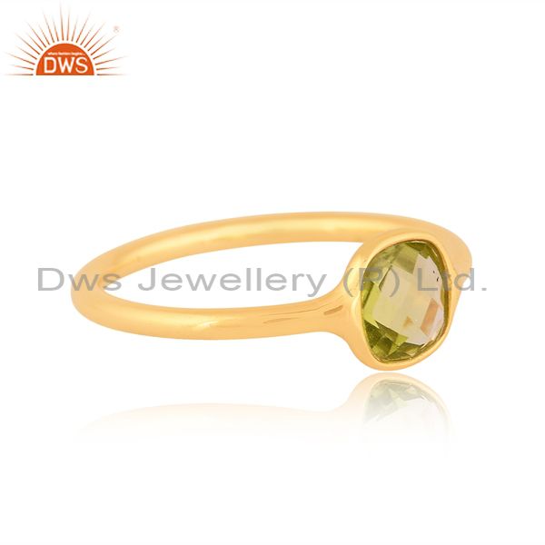 18K Gold Plated Sterling Silver Ring With Peridot Briolette