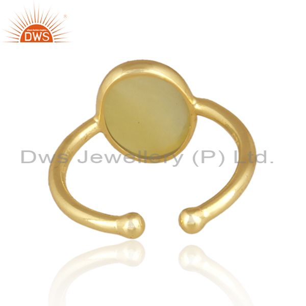 Yellow Opal Set Gold On Sterling 925 Silver Handmade Ring