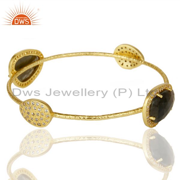 Manufacturer of Labrodorite free shape fashion bangle studded cz exclusive jewelry