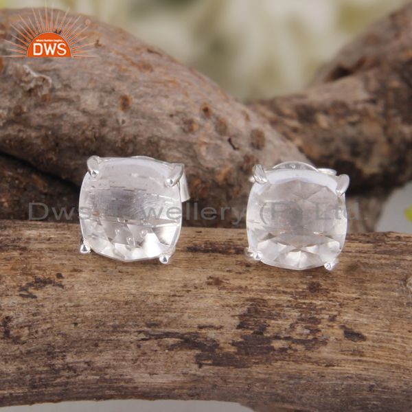 Wholesalers Prong Set Crystal Quartz 925 Silver Customized Stud Earrings Manufacturers