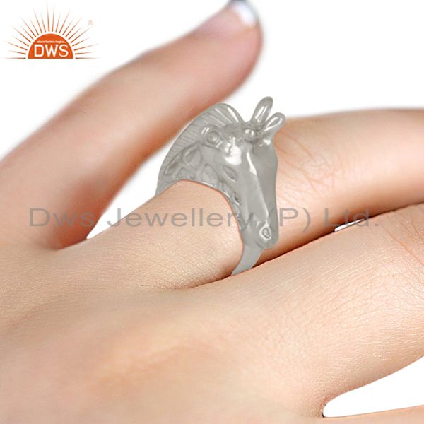 Designers Knuckle Giraffe 925 Sterling Silver White Rhodium Plated Ring Animal Jewellery