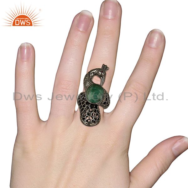 Exporter Antique Pave Set Diamond Sterling Silver Womens Rings Supplier
