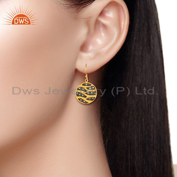 Wholesalers Round Brass Fashion Gold Plated Cz Gemstone Earrings Manufacturers