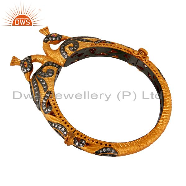 Manufacturer of 22k yellow gold plated silver peacock designer peacock bangle cz