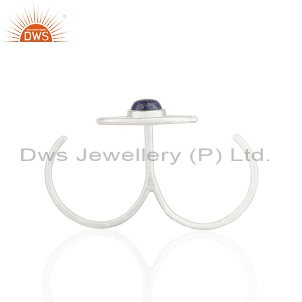 Designers Handmade Sterling Silver Evil Eye Design Multi Finger Gemstone Ring