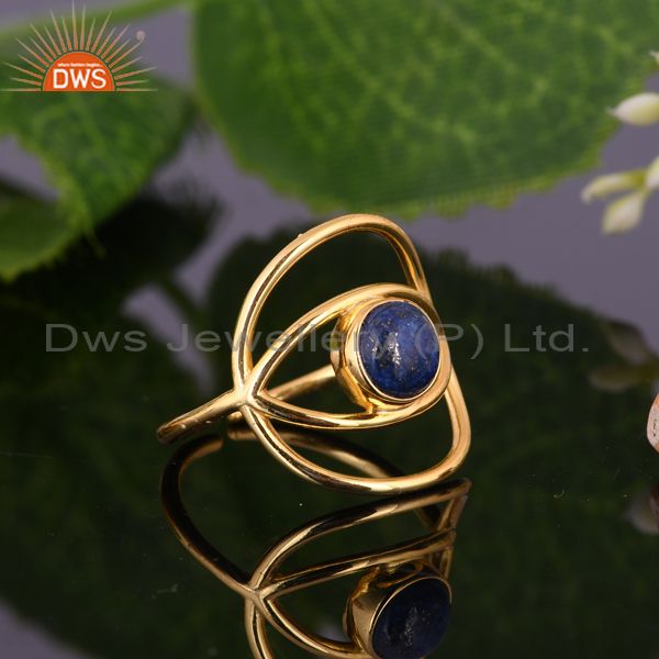 Designers New Designer Gold Plated 925 Silver Lapis Lazuli Gemstone Eye Ring