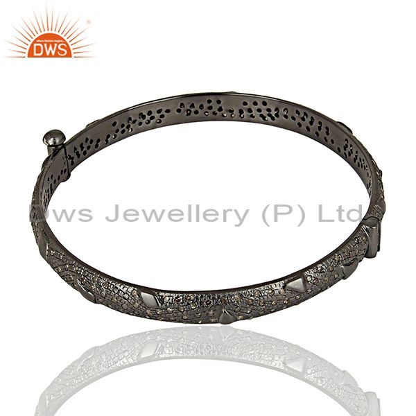 Manufacturer of Black rhodium plated pave diamond band bangle jewelry manufacturer