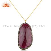 18k yellow gold plated sterling silver diamond cut ruby chain pendant jewelry