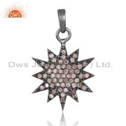 Genuine diamond artisan black rhodium 925 sterling silver pendant jewelry