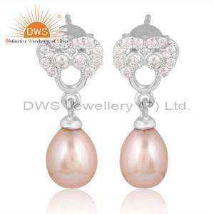 Elegant Pink Pearl And Cz Earrings – Perfect Gift For Her!
