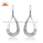 Sterling Silver Oxidized Oval Shaped Earrings With Designs