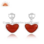 Valentine's Special Red Onyx Cabushion Heart Drop Stud