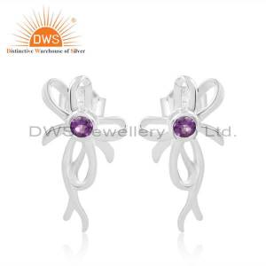Stunning Amethyst Earrings With Chic Tie Bow Design