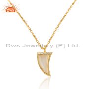 Cz white moonstone 925 silver gold plated chain pendant necklace