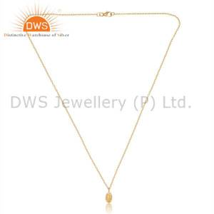 Textured 18K Gold Vermeil Necklace With 925 Silver Pendant