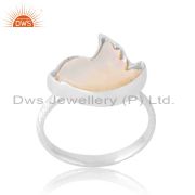 Fly Bird Ring In Pearl Cabushion With Half Round Band
