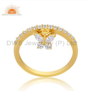 1 Micron Gold Plated Palladium Ring With Cubic Zirconia