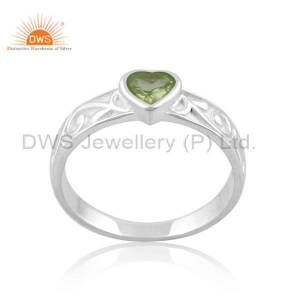 Sterling Silver Heart Ring With Peridot For Libra
