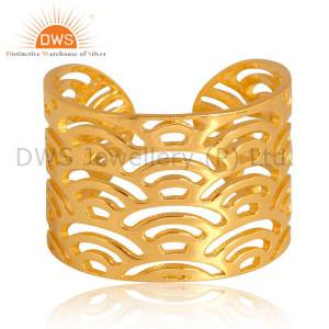 Filigree Wide Ring With Micron Gold Over Sterling Silver