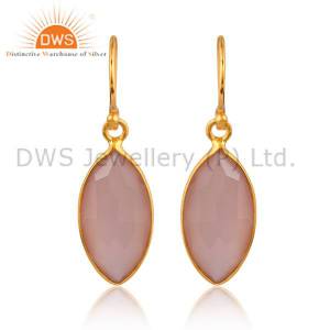 Rose Chalcedony Silver Earrings With 18K Gold Vermeil