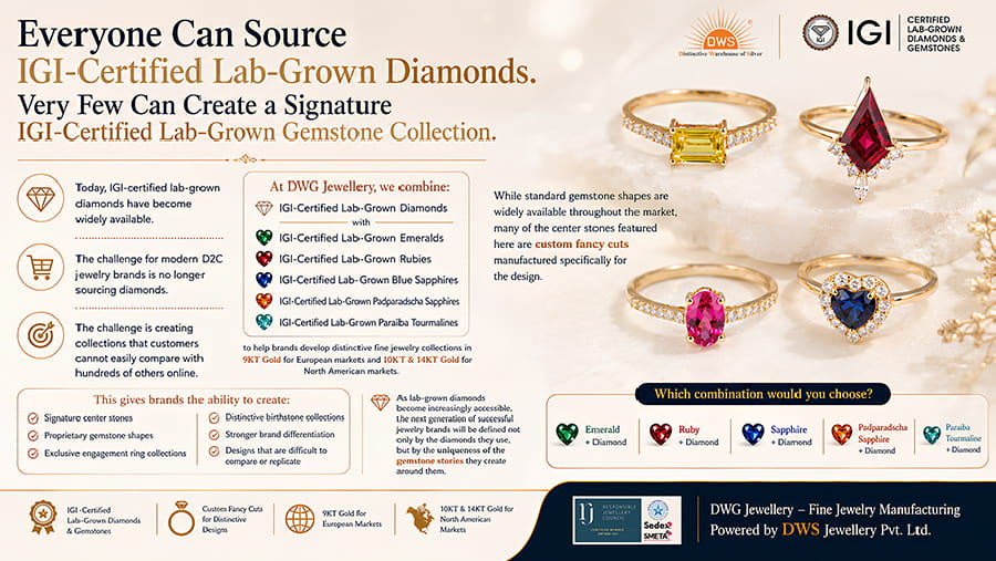 Everyone Can Source IGI-Certified Lab-Grown Diamonds. Very Few Can Create a Signature IGI-Certified Lab-Grown Gemstone Collection Everyone Can Source IGI-Certified Lab-Grown Diamonds. Very Few Can Create a Signature IGI-Certified Lab-Grown Gemstone Collection
