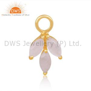 18K Gold Vermeil Minimalist Rainbow Moonstone Silver Charm