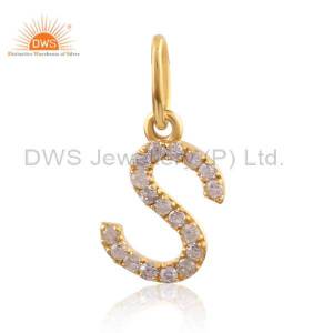 Diamond “S” Letter Solid Yellow Gold Charm: Personal Shine