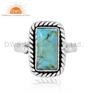 Earthy Oxidized Kingman Turquoise Silver Ring