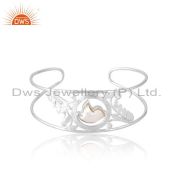 Simple Cuff With Pearly Bird Leaf For Women Office Wear