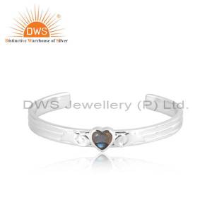 Labradorite Heart Wings Cuff For Girls - Ethereal Elegance