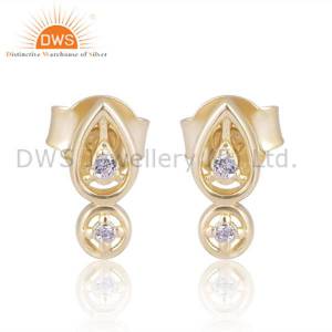 Moissanite Geometric Stud Silver Gold Vermeil Certified