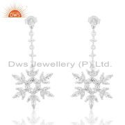 Sterling Silver Gold Drops With Cubic Zirconia Snow Pattern