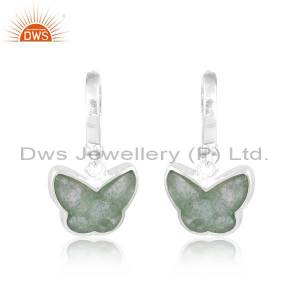 Green Strawberry Quartz Butterfly Earrings For Her