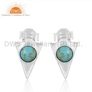 Dainty Sterling Silver Kingman Turquoise Stud Earrings
