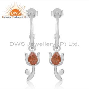 Natural Sunstone Tulip Flower Earrings - Unique Gemstone