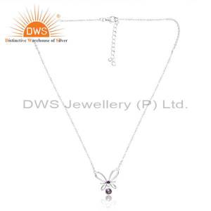 Elegant Amethyst Necklace With Chic Bow Tie Design
