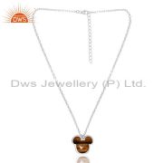 16 Inch Chain And Extension With Tiger Eye Mickey Pendant For Kids