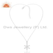 Silver Pendant And Necklace With Cubic Zirconia Round Cut