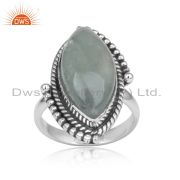 Aquamarine Gemstone Womens Silver Oxidized Ring Jewelry Supplier