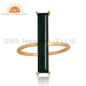 Gold Vermeil Over Sterling Silver With Bar Malachite Ring