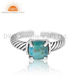 Rustic Oxidized Kingman Turquoise Silver Ring