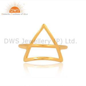 925 Silver With Gold Vermeil Geometric Statement Plain Ring