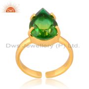 Bio Chrome Diopside Doublet Quartz Set Gold On Silver Ring